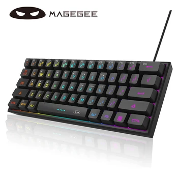 MageGee TS91 Mini 60% Gaming/Office Keyboard,rezistent la apa Keycap Tip Cablu RGB Iluminat Compact Tastatură de Calculator pentru Windows/Mac/