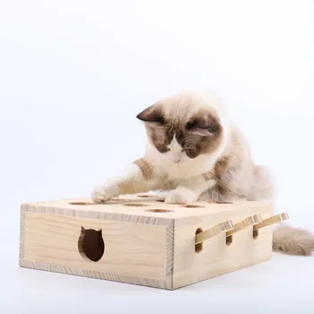 Lemn Amuzant Whack A Mole Joc Interactiv De Companie Jucărie Pisica De Formare Creier Instrument 5/8 Gauri Cat Teaser