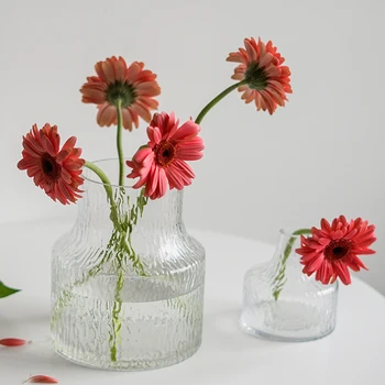 Ghețarul mată gura îngustă vaza de sticla ornament camera de zi aranjament de flori