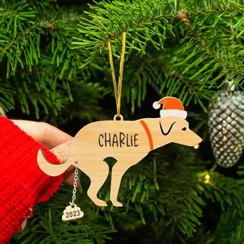 Amuzant Ornamente de Crăciun, Decoratiuni de Vacanță Amuzant de Crăciun Ornament din Lemn de Caca de Câine cu Pălărie Curbat Scrisori de Agățat