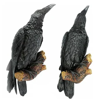 Fals Raven Rășină Statuie de Păsări Cioara de Sculptură în aer liber de Ciori Halloween Decor Creativ pentru Gradina Curte Animale Decor