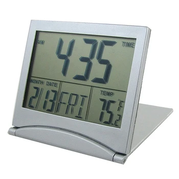 SODIAL(R) Pliabil de Alimentare de la Baterie Desktop Calendar Temperatura Digital Ceas cu Alarmă