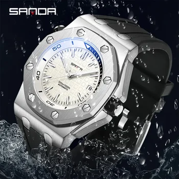 SANDA Brand de Top Sport Barbati Mecanice Ceas de Lux Automatic Ceas pentru Bărbați din Oțel Inoxidabil Ceas rezistent la apa