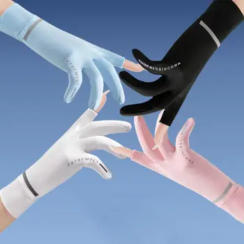 Subțire În Aer Liber Pentru Femei De Conducere Pentru Barbati De Protecție Solară Cu Un Deget, Două Degete Mănuși De Gheață Mănuși De Mătase Plin Deget Mănuși