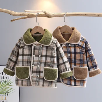 2023 Iarna Fete Baieti Casual Carouri Singur Fleece Gros Strat Cald De Copil Copii Copii Jacheta Îmbrăcăminte Exterioară