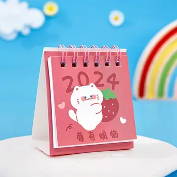 Mini 2024 Calendar Portabil Agenda Organizator Fructe Fructe Text Calendar Drăguț Program Planner Mini Desktop Calendar Decor Acasă