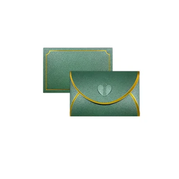 50Pcs Card Cadou Plicuri cu Dragoste Catarama Plicuri cu Aur de Frontieră, Plic pentru Nota Carduri, Nunta de culoare Verde Închis
