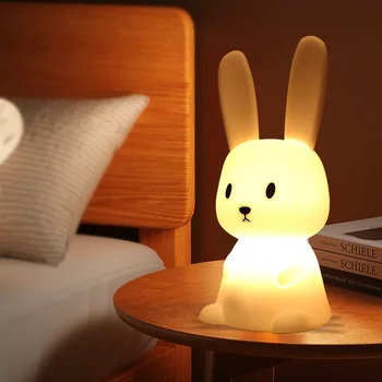 Silicon LED lumina de Noapte Drăguț Iepure Touch Senzor Lampa de Animale Desene animate Lampa USB Reîncărcabilă Copil Nightlights Decor Dormitor