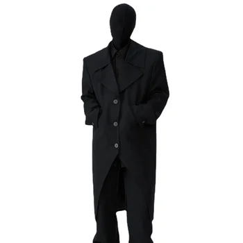 Nisa de Design Avant-Garde Stil de Haine Costum Negru Haina Bărbați și Femei Split Profil Vrac Rândunicii de Umăr Căptușită Haina