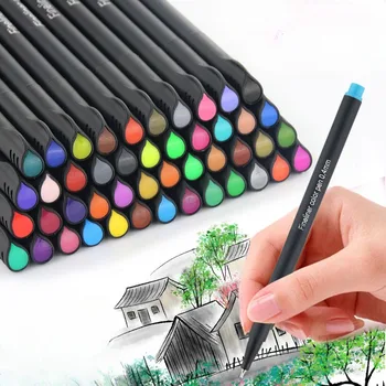 60/100 Set de Culori pe baza de apa Cârlig, Linie Creion de 0,4 mm Fibre Sfat Pictura Pen Artă Incepatori Pictura in Acuarela Graffiti Perie