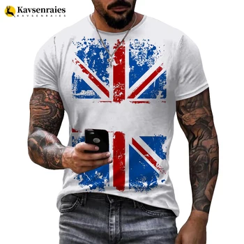 2023 mai Nou Pavilion Britanic 3D Imprimate Tricou O-Gat Maneci Scurte Plus Dimensiune T-shirt BRITANIE Pavilion Național Tipărite Barbati Tricou Topuri 6XL