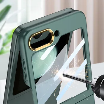 Ultra Subțire de Plastic Mat de Caz Pentru Samsung Galaxy Z 5 Flip Caz Greu la Șocuri Acoperă cu Ecran Mic Film de Sticlă Pentru Z Flip5