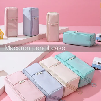 Japoneze Multi Strat Deschiderea Macaron Caz Creion Desktop De Stocare De Mare Capacitate Caseta De Creion Papetărie Geanta Student Husă Cadou