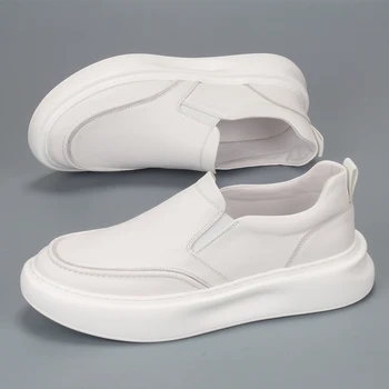 Tendință de moda talpă groasă de agrement respirabil piele mici, albe, pantofi noi toate-meci scăzută a ajuta un om de bord pantofi