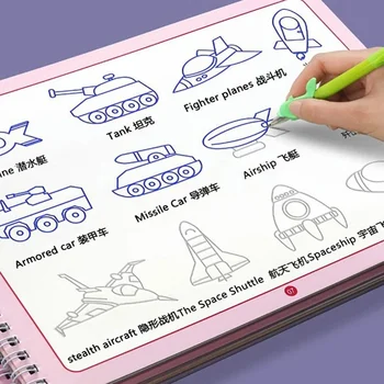 Copii Cărți de Desen 3D Groove Reutilizabile de Învățământ Montessori Jocuri Carte de Magie Curios Caiet pentru Practica Scris Cartea