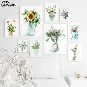 Flori Nordic Panza Pictura Floarea Soarelui Botanică Printuri De Arta De Perete Plante Tropicale Poster Copii Living Imagine Decor Acasă