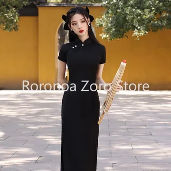 Rochie Chinez Qipao Moderne Femei Negre Slim Mult Cheongsam Tradiționale Harajuku Hanfu Halat Orientale Epocă Vestido Mujer