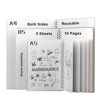 Portabil A5 de Birou Notebook cu Impermeabil, Reutilizabile Pagini față-Verso, Planificator Uscat Markere pentru Whiteboard Notebook