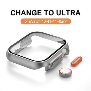 Aspectul Upgrade la Ultra Caz+ Sticla pentru Apple Watch 8 7 45 de 41mm 4 5 6 SE2 44 40mm PC Cover Schimba la iwatch 49mm