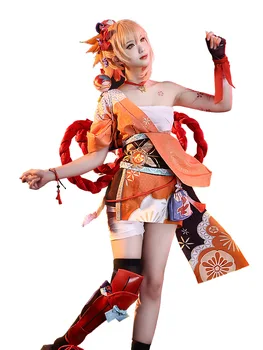 STOC Fierbinte Joc Genshin Impact Yoimiya Cosplay Costum pentru Femei Costum Plin de Rol Haine Marimi S-XL