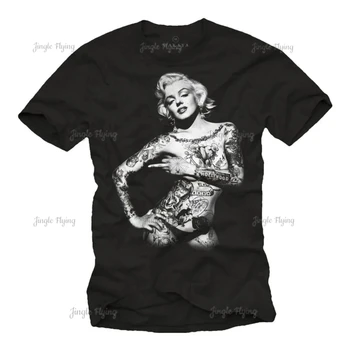 Rece Marilyn Cerneală Place T-Shirt Negru Tatuaj Bărbați Tricou de Imprimare Cadou Pentru Arta Unisex Oversize T-Shirt