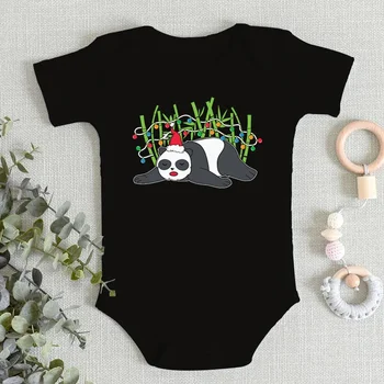 Fete Pentru Copii Costume Maneca Scurta Din Bumbac Salopeta Panda Lenes Crăciun Grafică Nou-Născut Seturi Baietel De Crăciun Pentru Sugari Vladan
