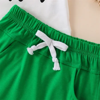 Copilul baietel St Patrick s Day Costum de Haine Patru Frunze de Trifoi Tricou Top Elastic Talie pantaloni Scurți Set