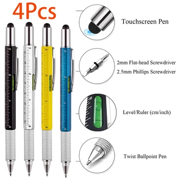 4buc Multi Instrumentul Pen Cadouri pentru Bărbați 6 în 1 Șurubelniță Pen Gadget-uri Șurubelniță Pen Conducător Indicator de Nivel Pix