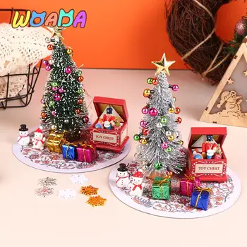 1Set 1:12 Păpuși Miniaturale de Decor de Crăciun LED Pom de Crăciun om de Zăpadă Păpușă Jucărie Cutie Cadou Cutie Covor Xmas Scena Decor Jucărie