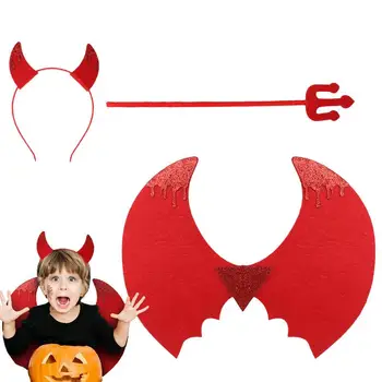 Halloween Diavol Roșu Coada Aripa Coarne Bentita Confortabil Decorative Diavolul Costum pentru Petrecere Temă de Halloween Masquerade rol