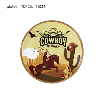 Cowboy Vest Decoratiuni Partid Tacamuri De Ziua Copilului Duș Wild West Consumabile Partid Placa Cupa Șervețel Față De Masă Tacâmuri
