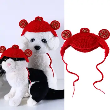 Animale De Companie Frizură An Nou Stil De Vacanta Dress Up De Tricotat De Mână Pisică Câine Fire De Lână Pălărie, Pălării, Accesorii Pentru Animale De Companie