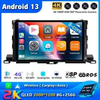 Android13 Radio Auto Pentru Toyota Highlander Kluger 3 XU50 2013 - 2019 Navigare GPS Multimedia Video Player Stereo Auto Carplay
