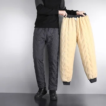2023 noi bărbați îngroșat casual pantaloni de lână de miel pantaloni sudoare rece cald căptușit pantaloni de mari dimensiuni pantaloni de bumbac