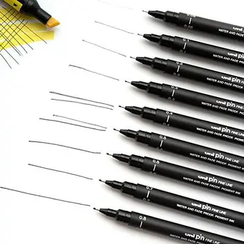 6Pcs/lot Cerneală Neagră Pin Desen Creion Ultra Fin Linia 005 01 02 03 05 08 Microni Fineliner Pigment de Birou Set de Școală de Artă Marker