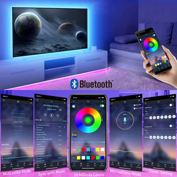 Benzi cu LED-uri de Lumină Bluetooth 5V 5050 5m 10m 15m 20m Culoare RGB LED Strip Dormitor Romantic Decor TV LED Backlight Pentru Petrecere Acasă