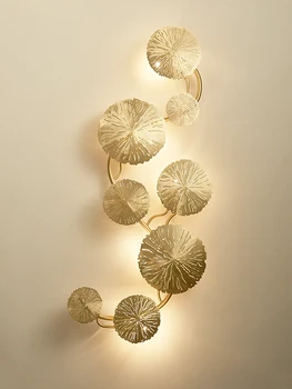 Noul Stil Chinezesc Lampă De Perete Creative Frunze De Lotus Cupru Camera De Zi Dining-Room Lampa Minimalist Modern, Dormitor Culoar Lămpi