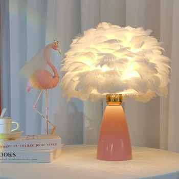 Creative Nordic lampa de birou, cald dormitor pene lampă, la modă și simplu studiu ceramice decorative lampa