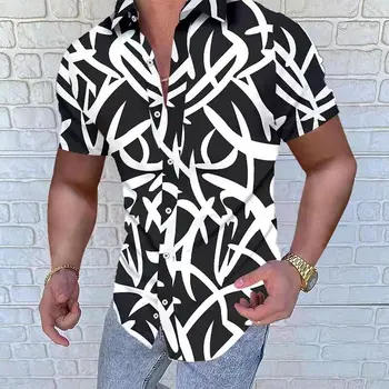 Bărbați Hawaiian Slim Tricou 3d cu imprimeu Floral de Vara Casual, Guler de Turn-down Moda Streetwear Maneca Scurta Tricou 4XL