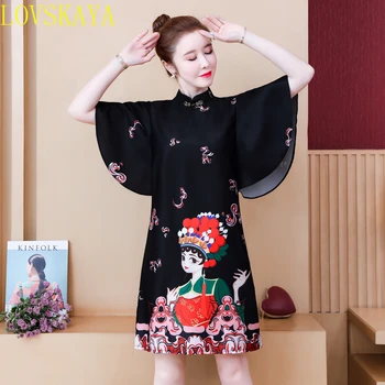 Plus dimensiune M-4XL la modă moderne femei carouri rochie-linie vară tradițional casual de îmbrăcăminte din China