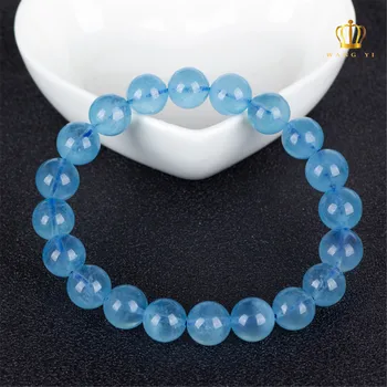 Naturale Albastru Acvamarin Brățară Bijuterii Pentru Femei, Bărbați, Dragoste Noroc Cadou Energie de Cristal tipul de Piatră prețioasă Piatră Margele Rotunde AAAAA 7-10mm