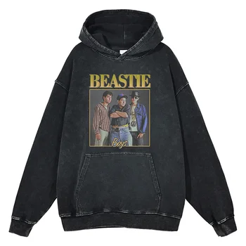 Trupa Beastie Boys Hanorace Moda Rap Hip Hop Bărbați Femei Retro Streetwear Toamna Iarna Bumbac De Calitate Supradimensionat Tricou Negru