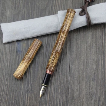 Manual de Bambus Fountain Pen Stilou cu Cerneală de Artă Stilou Largă Stub Daltă Ascuțit Peniță F Peniță Birou de Scriere Cadou de 0,5 mm