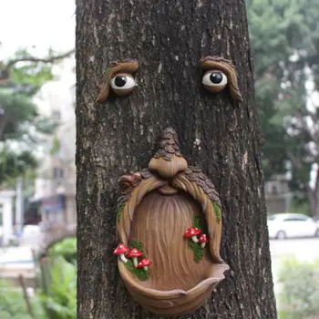 Capricioasă în aer liber, Decor Rustic, Rășină de Copac Sculptura Alimentator de Pasăre cu Ciuperci Decor Exterior de Gradina pentru Curtea