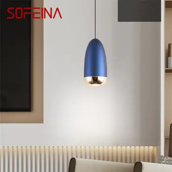 SOFEINA Moderne Albastru Agățat Pandantiv cu LED-uri Lumini de Simplitatea Design Creativ Noptiera Plafon Candelabru Pentru Casa Dormitor Bar