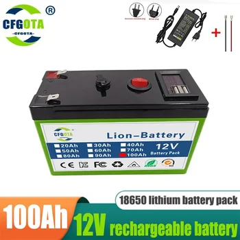 Baterie de 12V 100Ah 18650 litiu baterie Reîncărcabilă baterie pentru energie solară electric vehicul baterie+12.6v3A încărcător