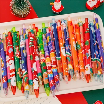 10 Bucăți de Crăciun Pix Retractabil Pix Scrie fără probleme pentru Copil Clasa Recompensa Cadou de Crăciun Sac de Umplutură