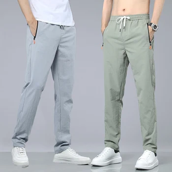 Brand de Vară de Îmbrăcăminte pentru Bărbați Pantaloni Noi buzunar cu Fermoar Casual Slim Pant Drept Solid de Culoare Moda Stretch Pantaloni de Afaceri de sex Masculin