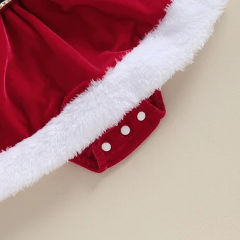 Crăciun Nou-născut Copilul Fetita Roșu Romper de Catifea Mos craciun Salopeta Pălărie Costume Craciun Costume Cosplay 0-24M