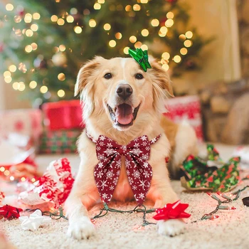 Benepaw Clasic Fulg De Nea Câine Guler Cu Papion Moale Durabil Vacanță De Crăciun Catelus Guler Pentru Animale De Companie De Mici Mijlocii Mari Câini